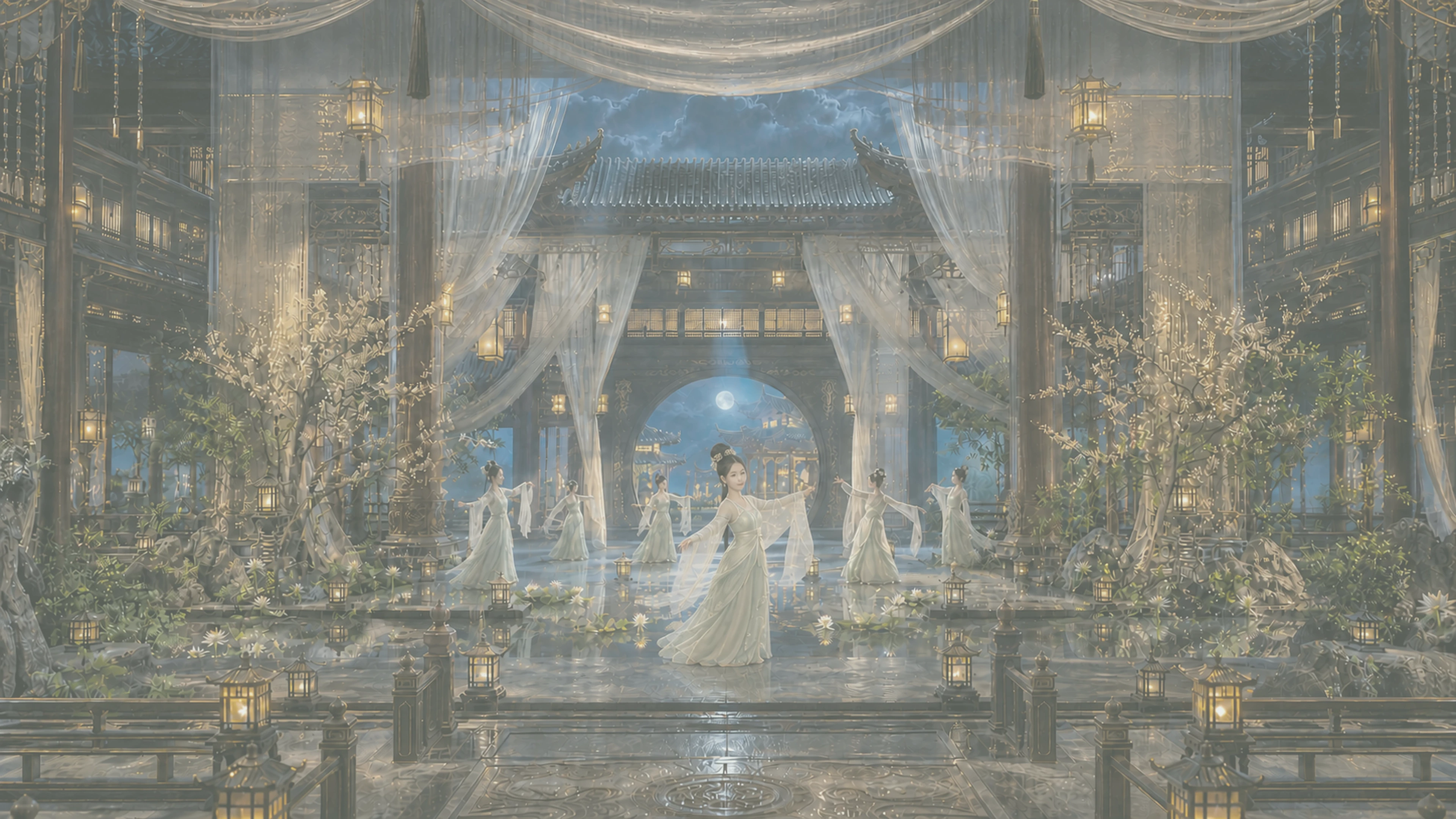 古风舞台广角机位未套 LUT 的 4K LOG 灰片
